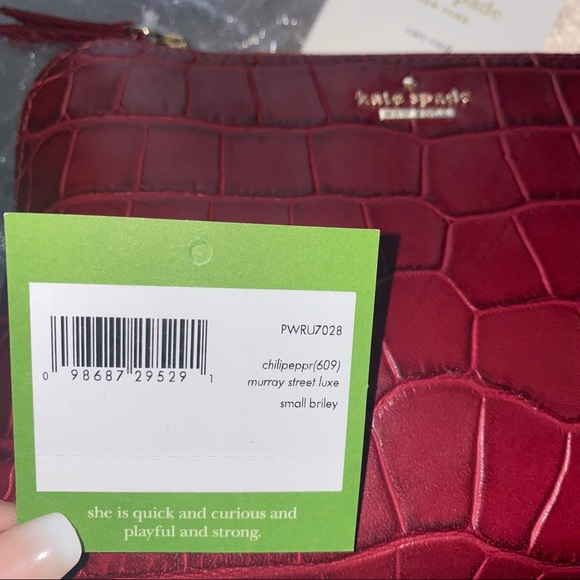 Kate Spade Murray Street Luxe Briley Pouch Red (faux croc) cosmetic bag NWT - Picture 9 of 9